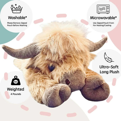 【🐄 Upokojujúce objatie, zmiernenie úzkosti a pomoc so spánkom】Roztomilá plyšová hračka v tvare horskej kravy