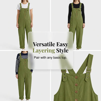 💫Loose-fitting women's overalls with front buttons – relaxed fit, unique style