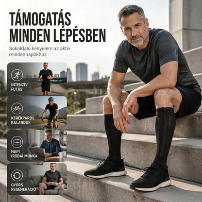 🧦🔥Kompresné ponožky po kolená so zipsom – priedušné podporné ponožky na beh, cestovanie, prácu a dlhé státie