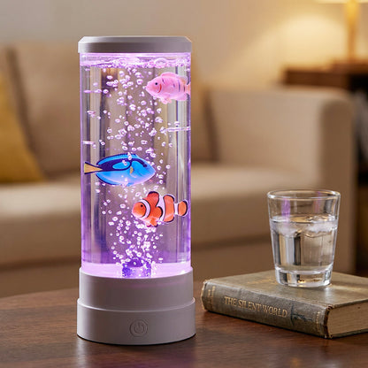 🌊✨ LED akváriové svietidlo s rybami a bublinkami – relaxačná atmosféra doma