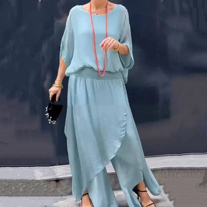 😍 Letná hit: Ľahká šifónová súprava top + široké nohavice! 👗