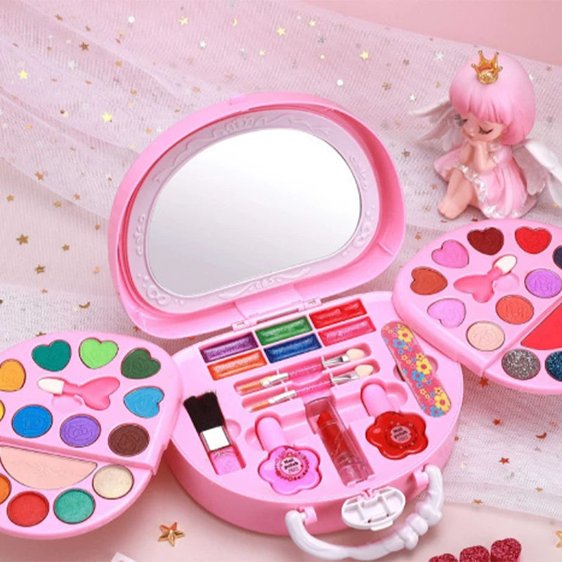 🏆ČASOVO OBMEDZENÁ AKCIA – 50 % ZĽAVA💄Detská sada umývateľného make-upu s prenosnou ružovou kabelkou