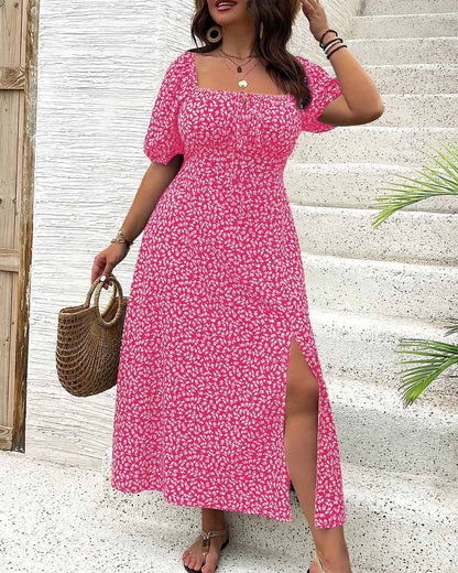 👗 Boho maxi šaty pre plnšie postavy s bočným rozparkom – vzdušné a štýlové na leto!