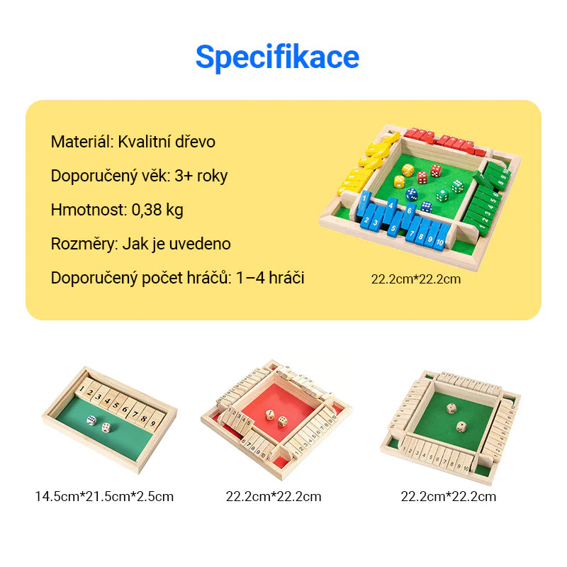 ✨ Stolová Hra Shut the Box – Rodinná Zábava A Matematický Trening! 🧩