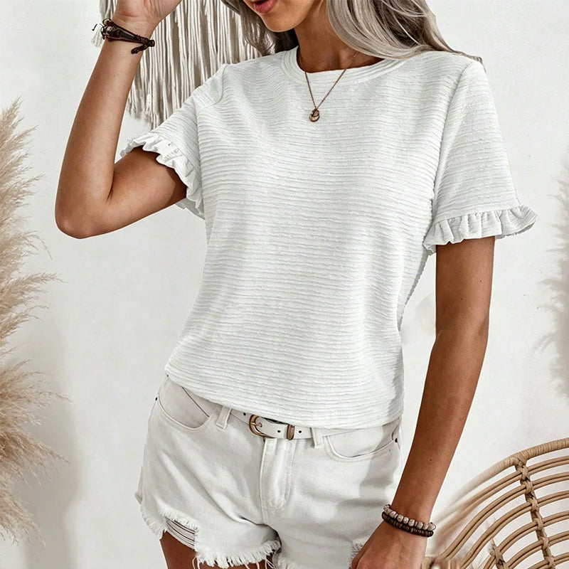 🌸 TERAZ 50 % ZĽAVA! 🌸 Dámske elegantné letné tričko s volánikmi na rukávoch