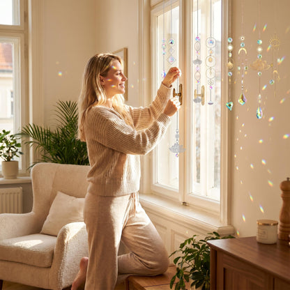 🌙🌈 Sada dekoratívnych slnečných lapačov – Slnko, mesiac a zlé oko pre krásny domov! ✨
