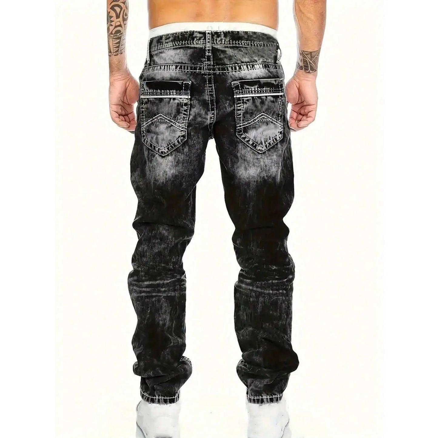 👖 Pánske kreatívne pružné džínsy rovný strih – odolný denim a streetwear vzhľad