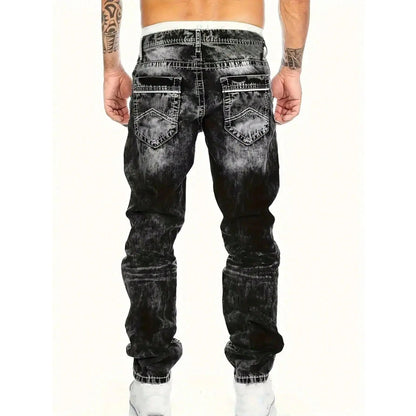 👖 Pánske kreatívne pružné džínsy rovný strih – odolný denim a streetwear vzhľad