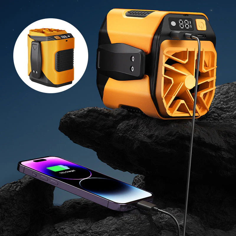 🌀 Stojanový ventilátor 6000 mAh – multifunkčný, s nastaviteľným uhlom 🌬️⚡🏖️