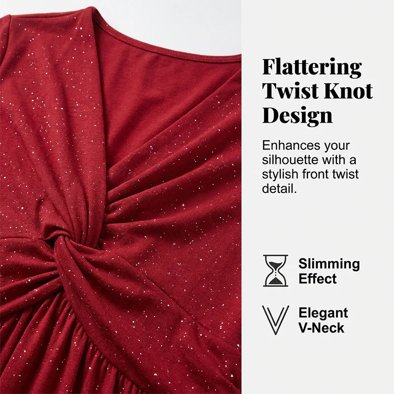 👗  Elegantné dámske midi šaty s vreckami a leskom – pohodlie na jar a leto! 👗