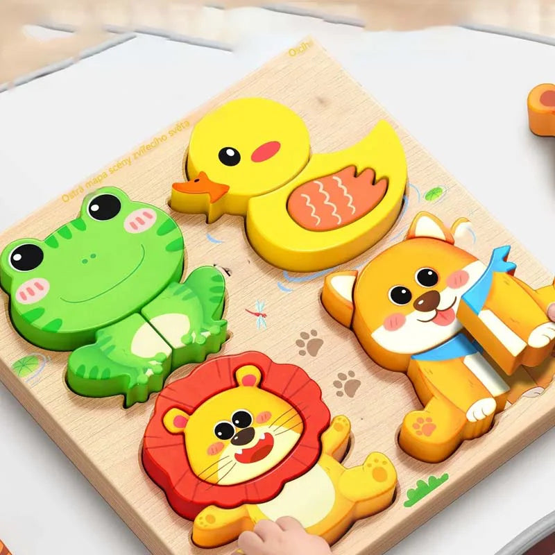 【🎨 Rozvíjaj Ich Kognitívne Zručnosti Bezpečne!】Vzdelávacie 3D drevené puzzle