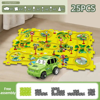 【👶Perfektný darček na rozvoj logického myslenia a zručností!】Detská vzdelávacia hracia sada s puzzle a autodráhou
