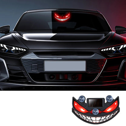 🚗✨ LED výstražné svetlo do auta s solárnym panelom a „diablovým okom“ –🔋 S senzorom vibrácií, nabíjaním cez USB a solárny panel, univerzálne použitie 😈