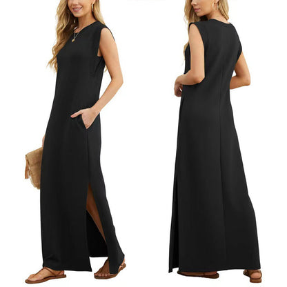 👗Dámske šaty pre voľný čas bez pokrčenia s rozdeleným lemom✨