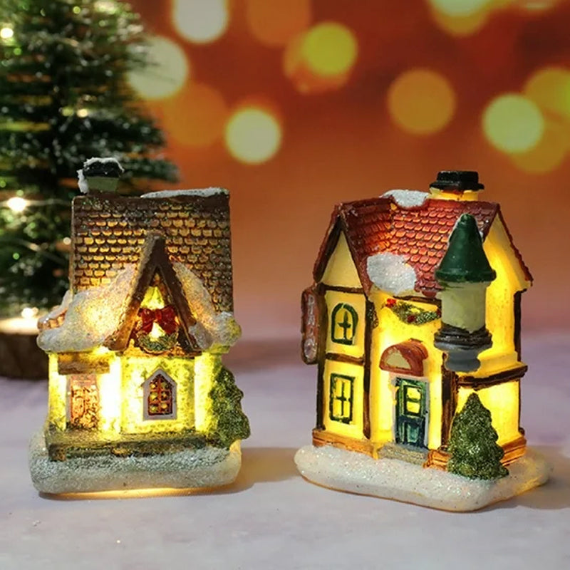 Miniatúrny LED osvetlený vianočný domček