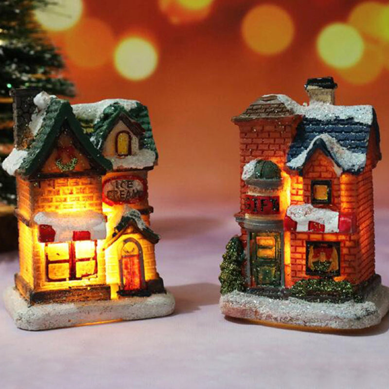 Miniatúrny LED osvetlený vianočný domček