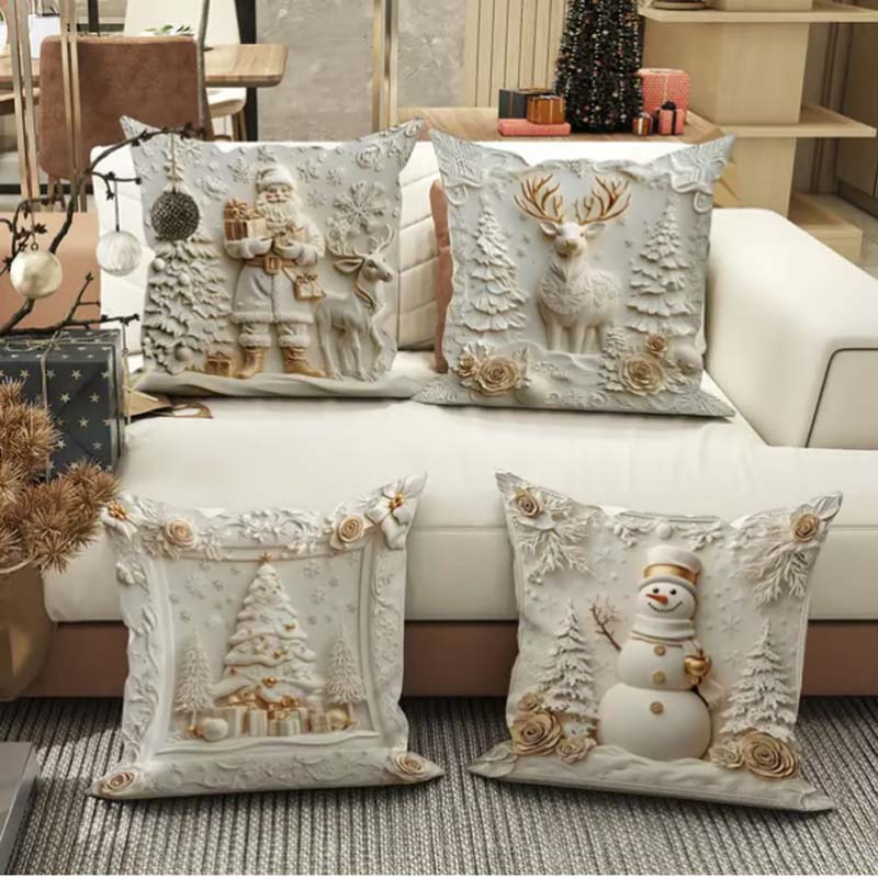 【🎄 Naplňte svoj domov vianočnou mágiou】Elegantné slávnostné obliečky na vankúše