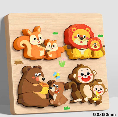 【🎨 Rozvíjaj Ich Kognitívne Zručnosti Bezpečne!】Vzdelávacie 3D drevené puzzle
