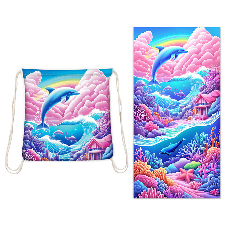 🏖️✨ 2v1 Plážový uterák s batohom – praktický a štýlový